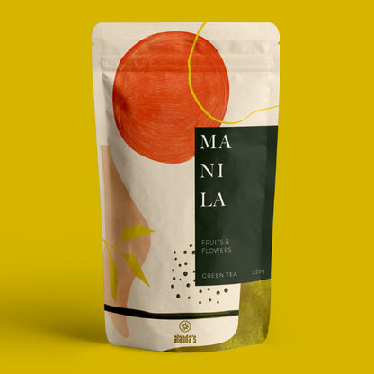 Alanda's Tea MANILA loser Grüntee Nahaufnahme – Rosenblüten, Ananas, Papaya und Ringelblume