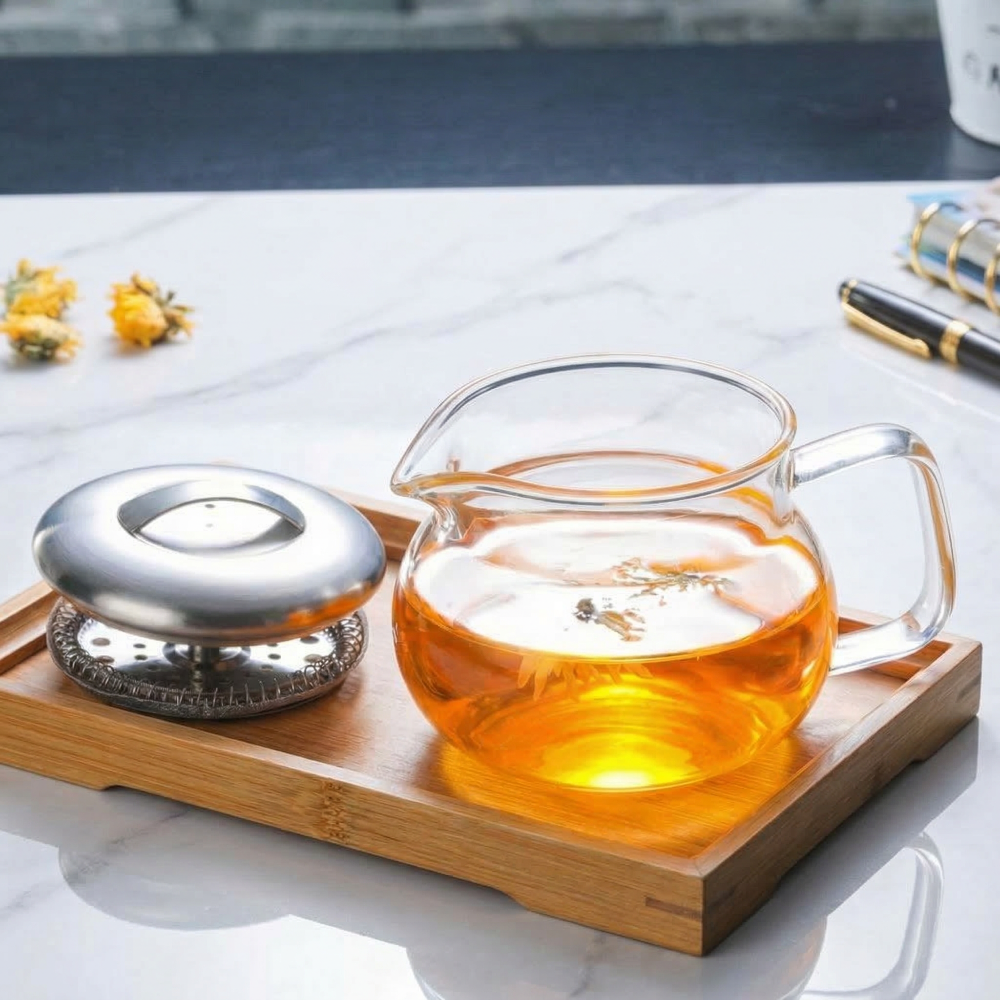 Glaskanne mit Edelstahlsieb | 350 ml