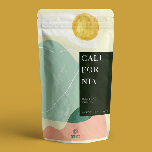 CALIFORNIA von AlaLose Rooibos-Teemischung von CALIFORNIA – Rooibos mit Orangenschale und Orangenblüten von Alandasndas – Rooibos-Tee mit Orange und Orangenblüten in 220g Dose