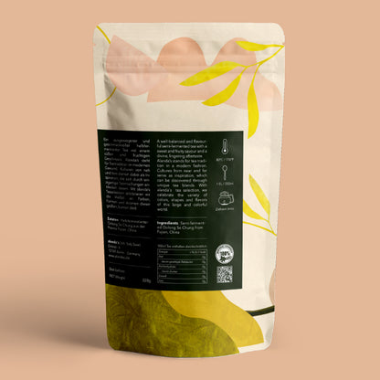 OOLONG Rückseite Doypack von Alanda's – Blauer Tee Se Chung 220g, Zutaten, Zubereitungshinweise und Nährwerte