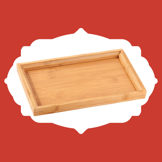 Bambus Tablett von Alandas – Rechteckiges Serviertablett aus Naturholz (22,5 x 14 x 2,5 cm) | Ideal zum Teeservieren